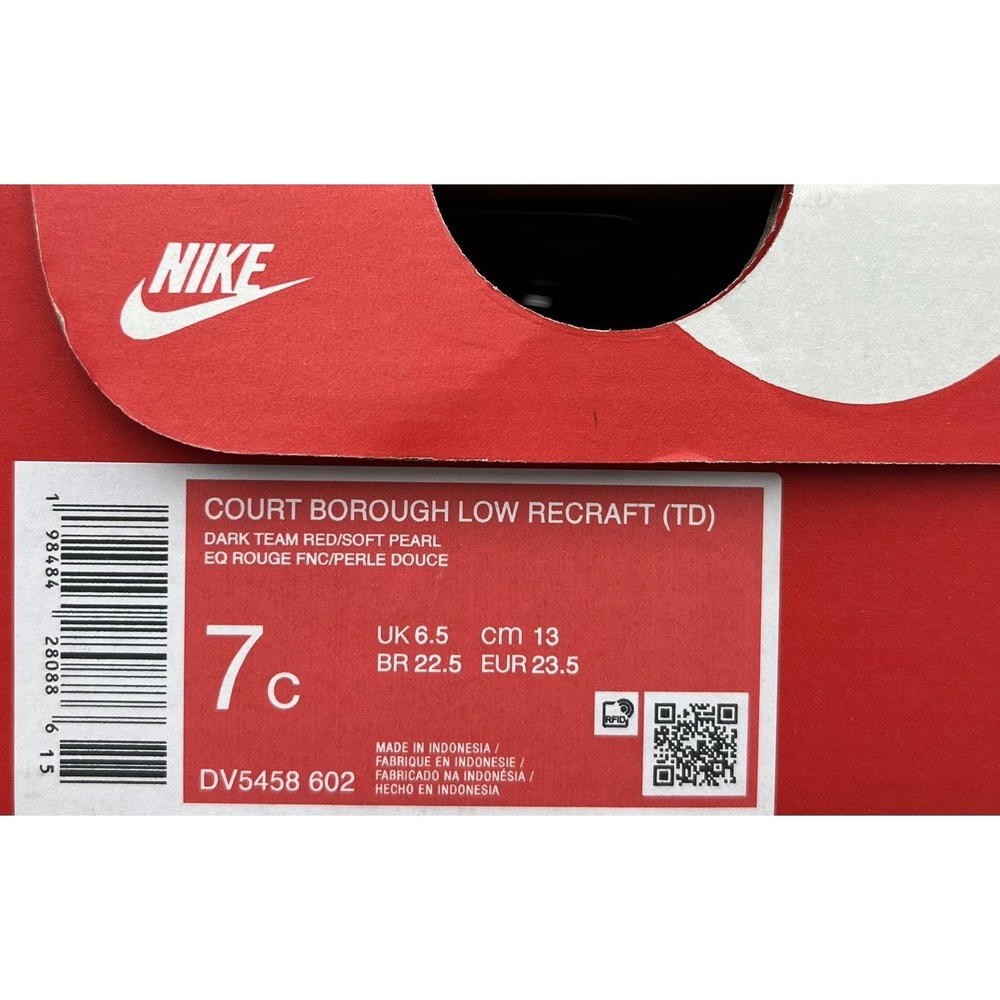 Nike Court Borough Low Toddler Boys Slip-on Sneakers Size 7 Dark Team Red Blue - Picture 11 of 15